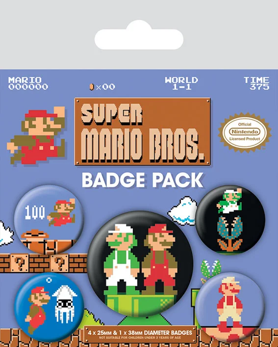 Super Mario Bros. - Badge Pack - 5er Set Ansteck-Buttons