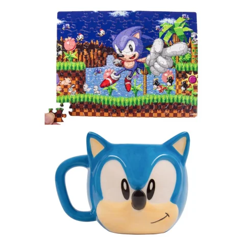 Produktbild zu Sonic - Shaped Mug & Puzzle - Sonic the Hedgehog
