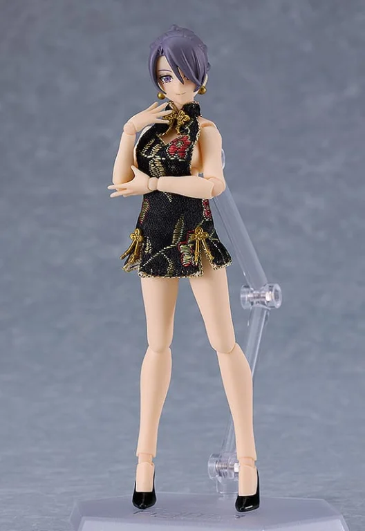 figma Styles - figma - figma Female Body (Mika) with Mini Skirt Chinese Dress Outfit (Black)