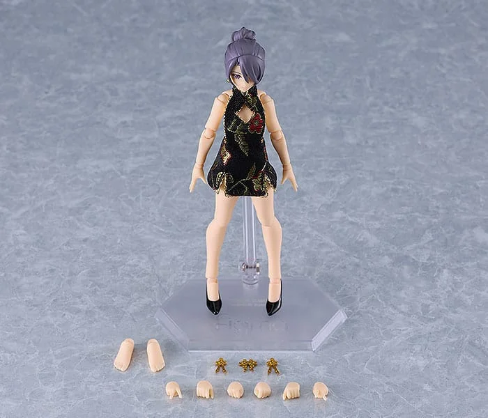 figma Styles - figma - figma Female Body (Mika) with Mini Skirt Chinese Dress Outfit (Black)